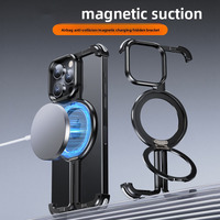 Coque de protection intégrale antichoc et résistante aux chutes pour iPhone 17 Pro Max avec béquille magnétique en métal creux sans cadre