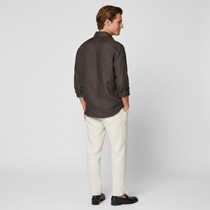 Abbigliamento da uomo di lusso camicie eleganti classiche di migliore qualità manica lunga con bottone su Logo personalizzato camicie di <span class=keywords><strong>lino</strong></span> da uomo - Product Image 4