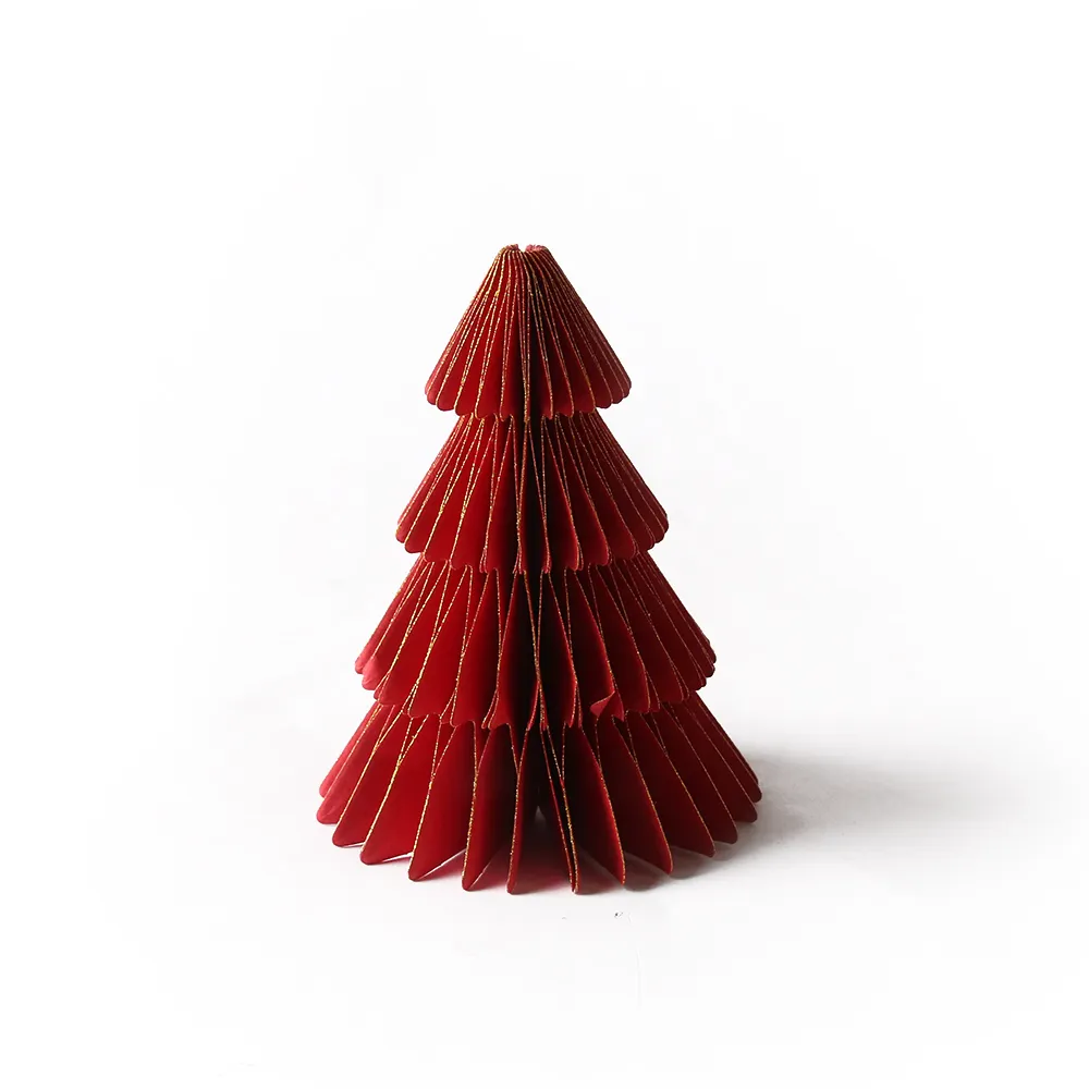 19.5cm Christmas Paper Tree Shape Ornaments Christmas Honeycomb Ball Tree Decorations