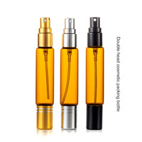 Flacon double tête 10 ml en verre ambré pour parfum, mascara, sérum de soin, diffuseur à bâtonnets, emballage cosmétique double pulvérisation et roll-on