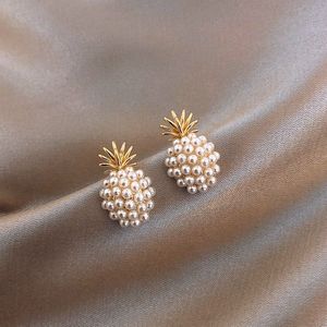 Orecchini a Perno con Perle e Ananas in Stile Coreano alla Moda, Regalo per Feste e Matrimoni per Donne - Product Image 3