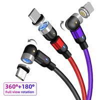 Câble USB magnétique 3A à rotation de 540 degrés 3 en 1 câble Micro Usb de type C charge rapide accessoires de téléphone portable câble de données magnétique