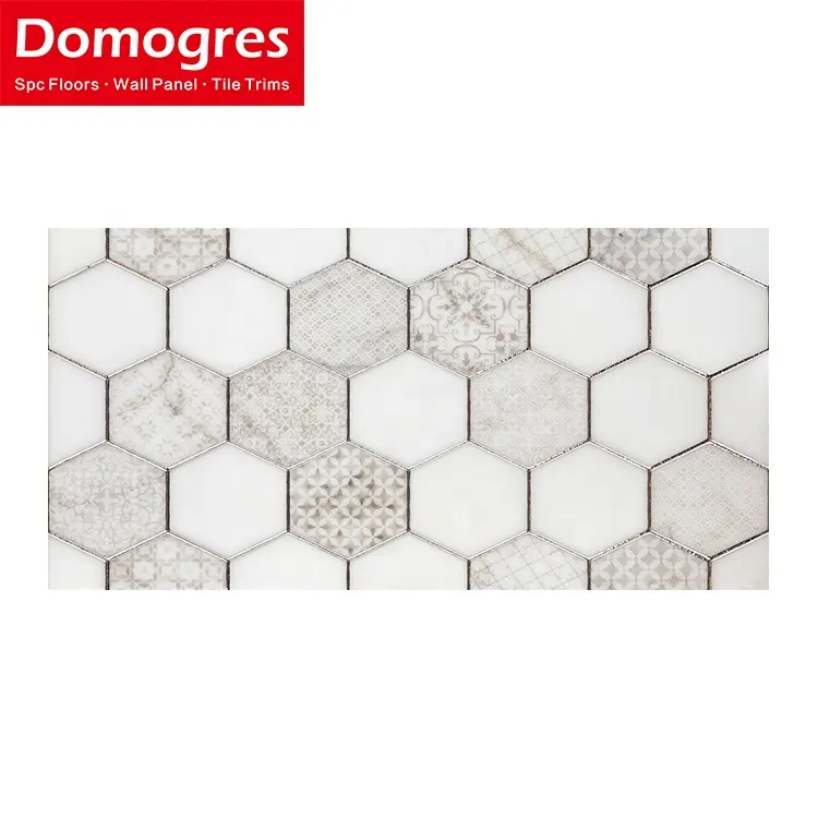 Venta al por mayor 600X600Mm Waterjet Decor Mosaico Azulejos de porcelana Precio para baño azulejos de mosaico de mármol blanco y gris