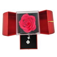 Coffret Cadeau de Luxe pour la Fête des Mères : Roses Éternelles Cœur Rouge et Boîte à Bijoux – Fleurs Naturelles Préservées avec Boîte à Bijoux – Meilleures Ventes