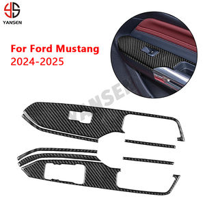 Accessoires de voiture en fibre de carbone, panneau de verrouillage de porte de lève-vitre, autocollant de garniture modifié pour <span class=keywords><strong>Ford</strong></span> Mustang 2024 2025 - Product Image 2