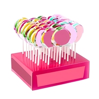 Présentoir en carton personnalisé avec logo pour sucettes et cake pops, boîte de comptoir en papier imprimé en couleur pour confiserie et fêtes
