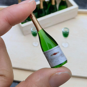 Copa de vino de champán en miniatura y botella para decoración de casa de muñecas 1:12 Mini Alcohol licor cerveza pequeña lata accesorios de simulación - Product Image 4