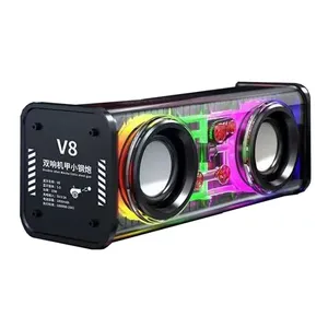 عرض خاص مكبر صوت ميكا شفاف V8 ملون LED مضخم صوت