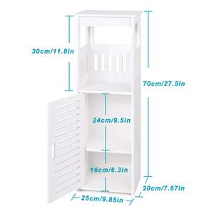 Mobiletto Salvaspazio per Bagno, Armadietto da Terra Stretto con Porta e Ripiani, Portarotolo Integrato - Product Image 3