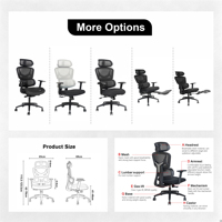 Chaise de bureau exécutive à dossier haut Kabel, design ergonomique pivotant, entièrement en maille, chaise moderne réglable avec appuie-tête en PP