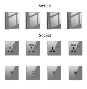 <span class=keywords><strong>Interruttore</strong></span> e Presa SUMMAO in Vetro Temperato Grigio, <span class=keywords><strong>Tipo</strong></span> 86, <span class=keywords><strong>Interruttore</strong></span> a Parete con Una Presa Aperta, Doppia Presa a Cinque Fori, <span class=keywords><strong>Interruttore</strong></span> a Tre Vie - Product Image 6