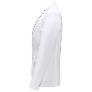 2022 giacca da <span class=keywords><strong>uomo</strong></span> in poliestere solido Slim Fit <span class=keywords><strong>Blazer</strong></span> Casual <span class=keywords><strong>bianco</strong></span> 1 bottone con risvolto dentellato colletto rovesciato - Product Image 2