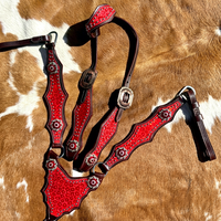 Nouvel ensemble d'accessoires de sellerie western en cuir de qualité supérieure, faits à la main, pour concours hippique, comprenant têtière et collier de poitrine, collection 2026