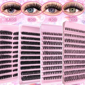 Faux cils 30D 40D 80D F80D Épais, mixtes, segmentés, en fibres synthétiques, style européen et américain, pour la population générale - Product Image 1