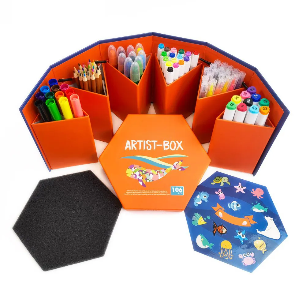 رخيصة الثمن الفن القرطاسية مجموعة الأطفال اللوحة الرسم أقلام تلوين مجموعة مع قلم رصاص ملون و تلوين