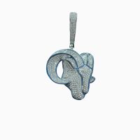 Collar con colgante de cabeza de cabra de latón con incrustaciones de circonitas cúbicas (CZ) estilo Hip Hop, con esmalte dorado, plateado y azul, joyería de animales para hombre, regalo para rapero y fiesta