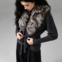 Cardigan Tyan 2026 pour femme, style vintage, couleur anthracite, tricot doux, vêtement d'extérieur, pull en fourrure de renard
