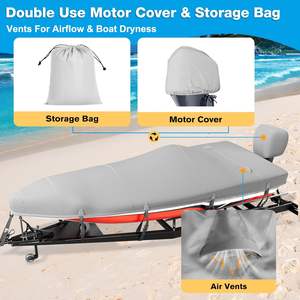 Telo Copribarca 17-19 Piedi, Telo Copribarca 300D per Bass Boat, Telo Copribarca Impermeabile Resistente con Copertura Motore - Product Image 6