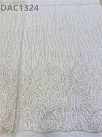 Tissus en Tulle Brodés de Paillettes et Perles Africaines de Qualité Supérieure, 100% Polyester, Poids Moyen, Séchage Rapide, pour Robes de Mariée Féminines