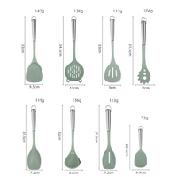 Manjia Ustensiles de cuisine en silicone Ensemble d'ustensiles de cuisine Gadgets Cuillères pour ustensiles de cuisine antiadhésifs Ensemble de spatules à manche en acier inoxydable