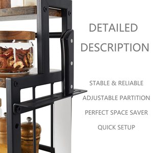 Wooden Spice Rack Iron Wood Combination <b>Desktop</b> <b>Shelf</b> Multi Layer Organizer With Wooden Lid Size L - Product Image 3