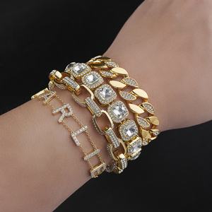 Nueva Pulsera de Cadena Cuadrada con Cristales de Imitación y Baño de Oro Rosa de la Marca de Moda, Inspirada en Hip Hop, para Hombre y Mujer, de Aleación de Zinc - Product Image 6