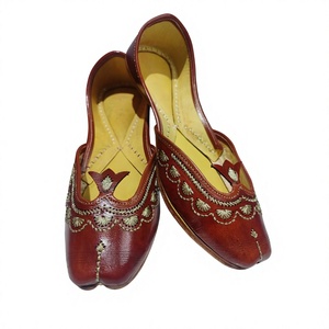 Exclusive Quality Fancy Indian Traditional Fashion Trend Genuine Cow Leather Durable Lace-up Closure Floral Pattern Shoes - Product Image 5