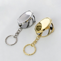 Specchietto Portachiavi in Metallo Personalizzato con Logo, Stampa Sublimatica su Due Lati, Forme Multiple, Pieghevole e Portatile, Specchio Cosmetico Argento e Oro