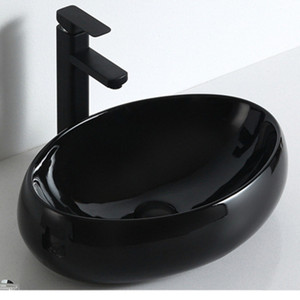 Lavabo de salle de bain, design <span class=keywords><strong>noir</strong></span>, lavabo à <span class=keywords><strong>main</strong></span>, prix bas, lavabos en céramique de petite taille - Product Image 2