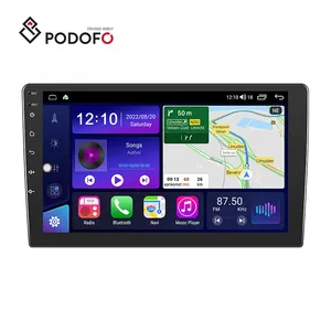 Podofo Android 13 Car Radio 2 Din 8 Core 9'' IPS Screen 4+64GB Car Stereo Carplay Android Auto AI Voice 4G BT GPS Wi-Fi RDS DSP