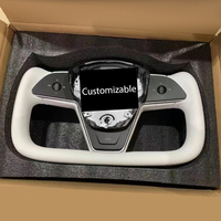 Volant sport personnalisé YOKE pour Tesla Model X & Model S 2014-2020, forme en D, cuir avec chauffage, modèle à brancher