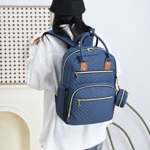 Simple Solid Color Mommy <b>Backpacks</b> <b>Large</b> Capacity Baby Diaper Bags With USB - Product Image 5