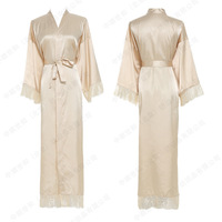 Robe de mariée kimono longue en satin et dentelle, élégante et luxueuse, de haute qualité, personnalisée, pour femme, vêtement de nuit, tenue de demoiselle d'honneur