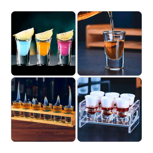 Gelas Tumbler Pernikahan Emas 20ml Custom, Gelas <span class=keywords><strong>Shot</strong></span> Transparan Personal dengan Logo Unik Desain Klasik Frosted untuk Whiskey - Product Image 2