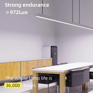 Luminaires suspendus linéaires LED <span class=keywords><strong>pour</strong></span> <span class=keywords><strong>bureau</strong></span> et commerce, luminaires suspendus modernes <span class=keywords><strong>pour</strong></span> salon et escalier, noir, télécommande, aluminium, 3 ans de garantie - Product Image 2