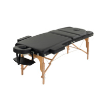 Table de massage portable et pliable avec cadre en bois de hêtre, éponge haute densité pour hôtel, salle de sport et salon, usage commercial - Matériau PU