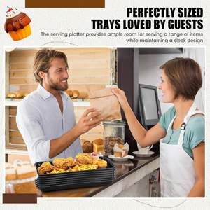 <span class=keywords><strong>Plateau</strong></span> de service de nourriture de gâteau de <span class=keywords><strong>fromage</strong></span> de collation de dessert en plastique réutilisable noir de rectangle pour la fête de mariage - Product Image 5