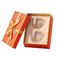 Mug à café en verre transparent à double paroi isolé de 250 ml (8,5 oz) avec poignée, design de logo personnalisé, pour latte, expresso, café, thé
