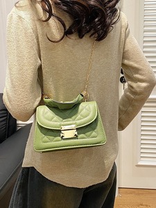 حقائب كتف نسائية فاخرة صغيرة مربعة الشكل من الجلد الصناعي، حقيبة رسول صغيرة بسلسلة، حقيبة يد فاخرة للسيدات من الجلد الصناعي - Product Image 5