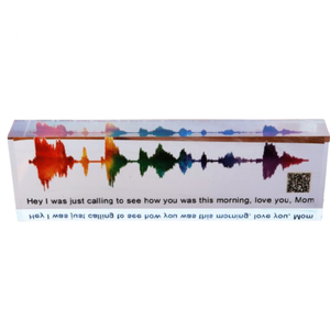 Bloc <span class=keywords><strong>acrylique</strong></span> moderne et écologique avec impression en 3D d'ondes sonores colorées personnalisées ou chansons - Product Image 3