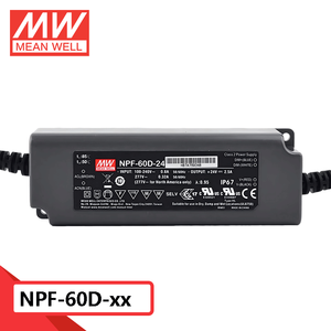 Драйвер Mean Well <span class=keywords><strong>NPF</strong></span>-60D с регулируемой яркостью, 60 Вт, AC-DC, в пластиковом корпусе, источник питания с выходным напряжением CC, для систем освещения - Product Image 1