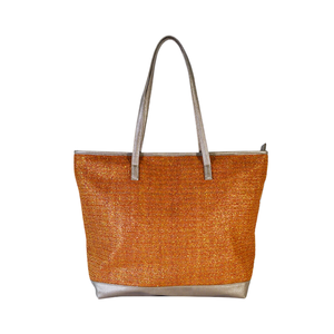 Cesta de mercado de cuero con doble asa, hecha a mano, estilo marroquí, de paja natural, estilo francés - Product Image 1