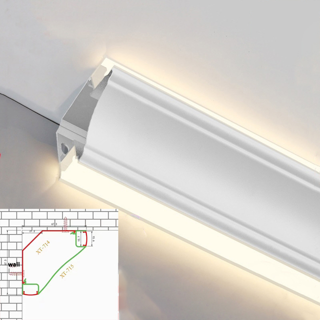 Double-Sided Luminous Top Corner Free Ceiling Wall Washer Light LED Aluminum Profile Line Light for Decorations