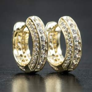 Pendientes de Aro Ren con Diamantes, Chapados en Oro de 18K, Oro Blanco, Corte Brillante Redondo, Diamantes Naturales, Joyería de Lujo para Mujer, Uso Diario - Product Image 3