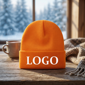 <b>Top</b> Selling Unisex Beanie Hand Embroidery Spandex/Cotton Knit Cuff Cap Slouchy Knit Adjustable Warm Winter Travel Hat Custom - Product Image 3
