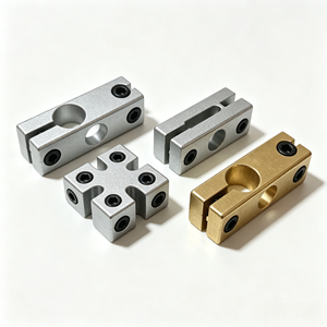 Aluminum Brass CNC Machined for Machined Cross Shaft Clamp Set Double Hole Linear <b>Rod</b> Fixing Block Automation Machinery - Product Image 1