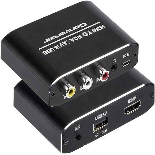 1080P HDMI to AV 3RCA CVBs Composite Video 3.5mm Aux Audio RCA Converter Adapter Support PAL/NTSC for TV PC Laptop Xbox HDTV DVD