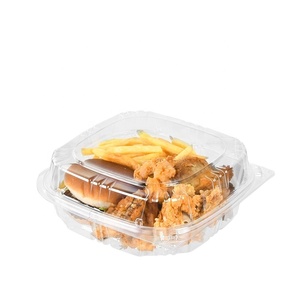 カスタム環境にやさしいテイクアウトフードバーガー包装箱ペットプラスチック使い捨てフライドチキンファーストフードハンバーガーボックス - Product Image 1
