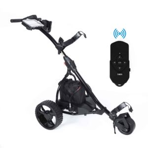 Chariot de golf électrique tout-terrain à 3 <span class=keywords><strong>roues</strong></span>, double mode, anti-basculement, télécommande, chariot à pousser en aluminium léger et durable - Product Image 1