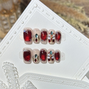 <span class=keywords><strong>Uñas</strong></span> Postizas de Lujo para Año Nuevo, Color Rojo, con Puntas Desmontables, Acrílicas, Hechas a Mano, de Alta Calidad, Venta al Por Mayor - Product Image 1